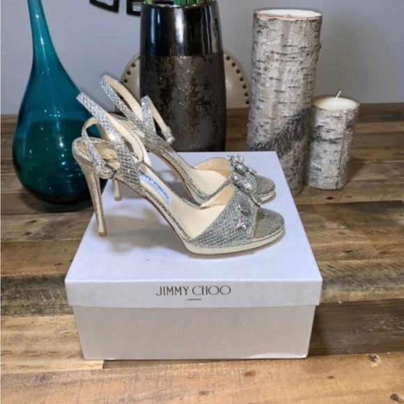 Jimmy Choo Electra 100 Champagne Glitter Heels size 39 - Picture 12 of 16